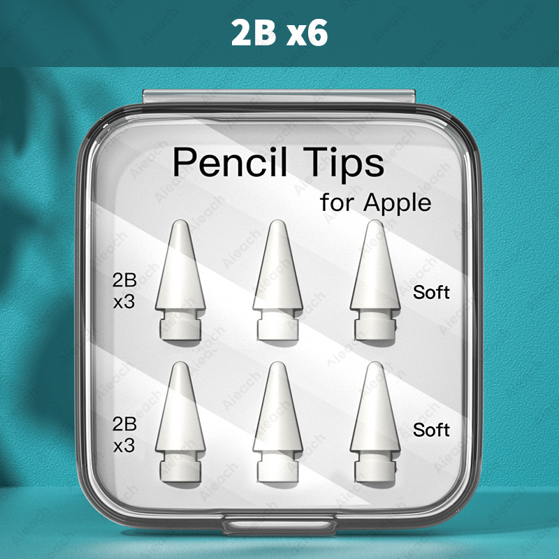 Pencil Tips For Apple Pencil 1st 2nd Generation Double Layer 2B &amp; HB &amp; Thin Tip For Apple Pencil Nib, Enough For 4 Years of Use: 2B x6
