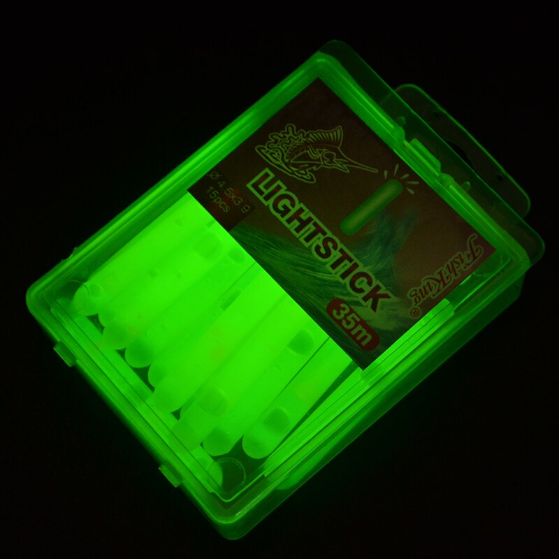 Fish king fishing lys float 15pc/ lot lys stick night float stang lys mørk glød fluorescerende lys pind fiske tilbehør