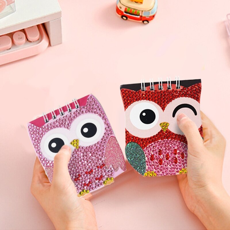 6 Pcs/Set DIY Diamond Painting Notebook Owl Shaped Diamond Art Kits Embroidery Cross Stitch Journal Diary Book Children