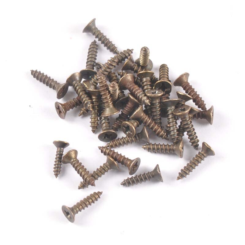 100PCS silver/golden/bronze Flat head screw Carpenter's small screw Furniture wooden box hardware accessories cp2421: 2x6mm / 2