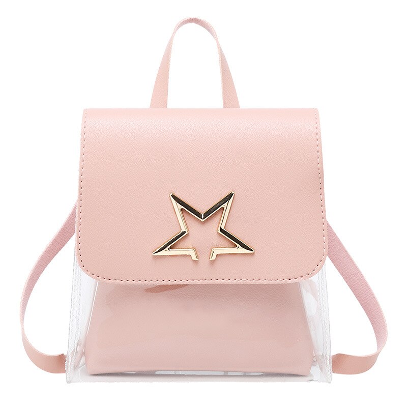 PVC Clear Star Decor Backpack Women Ladies Transparent Bucket Satchel Crossbody Shoulder Bag Female Phone Cosmetic Pouch