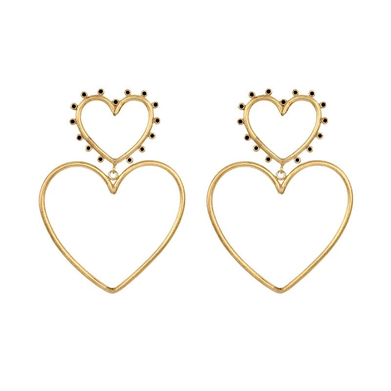 Grandes boucles d'oreilles exagérées de Style Punk, boucles d'oreilles à gouttes d'huile, boucles d'oreilles à grand amour creux, tournage de rue, en plaqué or