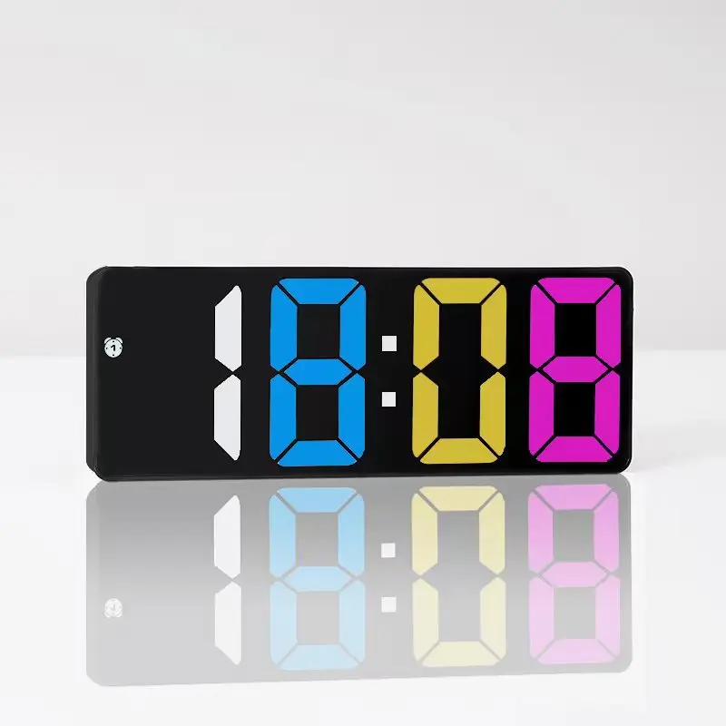 Acryl // Spiegel digitaler Wecker Sprach steuerung bunte Schrift Nacht modus Tisch uhr Schlummer 12/24h elektronische LED-Uhren: green