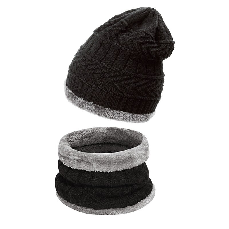 Hoofd Hoed En Sjaal Set Pluche Dikke Wollen Muts Gebreide Muts Gebreide Beanie Warme Sjaal Outdoor Unisex Winter Hoed