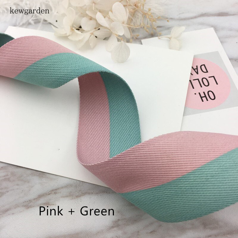 kewgarden 40mm 4cm Double Color Joining Together Satin Ribbons DIY Bowknot Accessories Cotton Ribbon Handmade Tape Riband 6M/lot