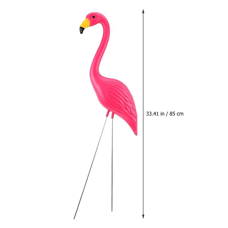 2pcs Artificial Flamingo Stake Outdoor Garden Lawn Decor Flamingo Statue (Pink)
