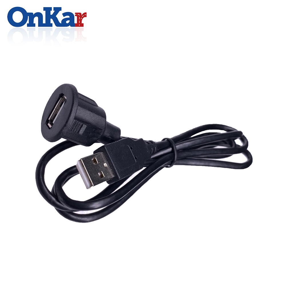 ONKAR Car Accessories USB 2.0 Male to Female Car Flush Mount Extension Cable Car Van Dashboard Flush Mount Dual USB Socket