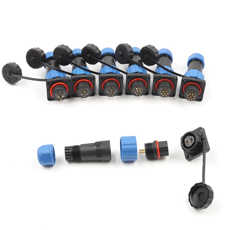 SP16 Waterproof Connector IP68 Cable Connector Plug &amp; Socket Male And Female 2 3 4 5 6 7 9 Pin Square Aviation Plug DIY YOU