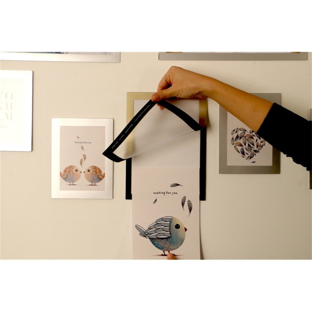 A5 Presentation Folder Sticker Poster Display Case Magnetic Edge Wall Mount Banner Sign Holder Display Wall Picture Photo Frame
