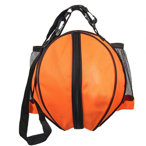 Bolsa de hombro de bola deportiva portátil, mochila de almacenamiento para baloncesto, fútbol, voleibol, bolso de mano, correa de hombro de forma redonda: Orange Single Bag