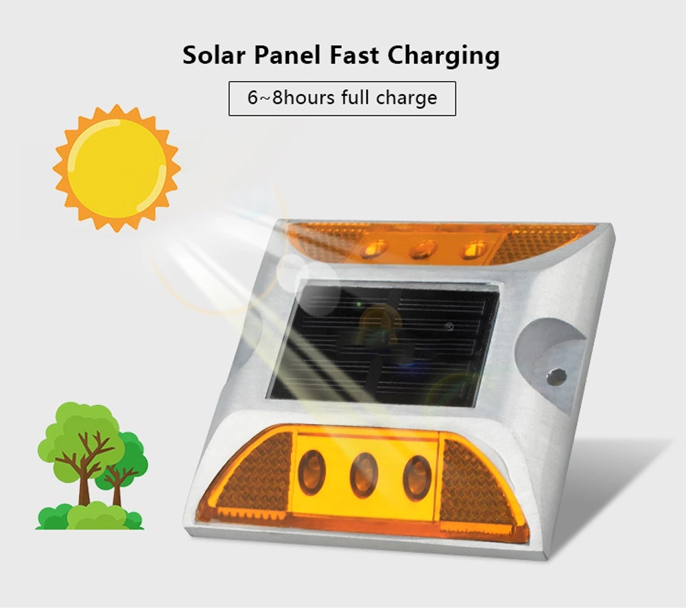 Popular cuadrado de alto brillo Ip68 intermitente o marcador de tráfico siempre encendido luz reflectante de aluminio Led ojo de gato Solar camino Stud