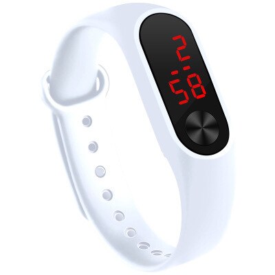 Vier Kleuren Kinderen Digitale Horloge Led Sport Horloge Casual Silicone Voor Kids Horloges Horloge Armband: white