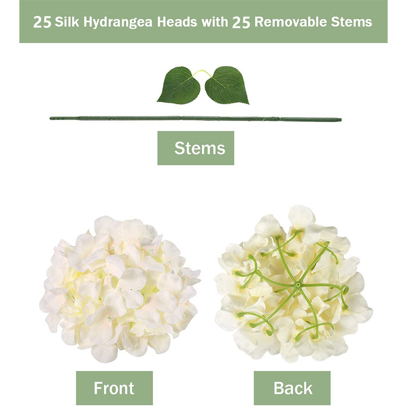 Silke hortensia kunstige blomster hortensia hoveder brude bryllup buket med stilke hjem bryllupsfest dekorationer