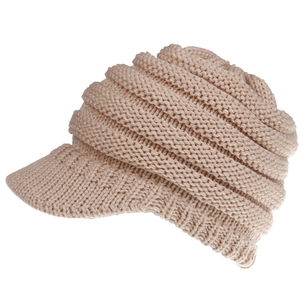 Doradeer Ins Vrouwen Hoeden Gebreide Baseball Mutsen Skullies Open Pony Tail Hoed Mutsen Cap Ski Sport Cap: Pale pink