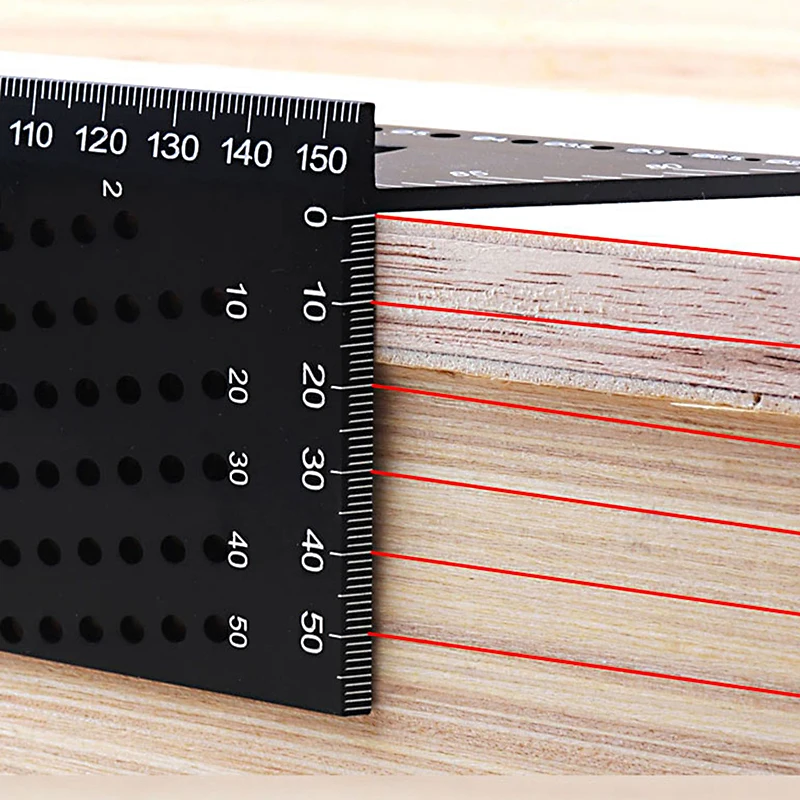 90 45 Degree Aluminum Alloy Angle Ruler Multifunctional Right Angle Marking Ruler Gauges Measuring Gauging Woodworking Tools