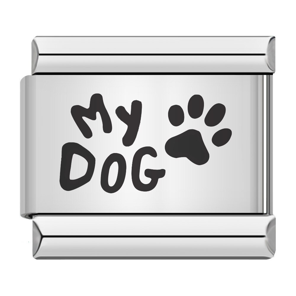 Hapiship Beliebte Einhorn Alpaka Katze Hund Fußspuren Charme Verbindet Fit 9mm Edelstahl Armband Schmuck, Der DJ197: I