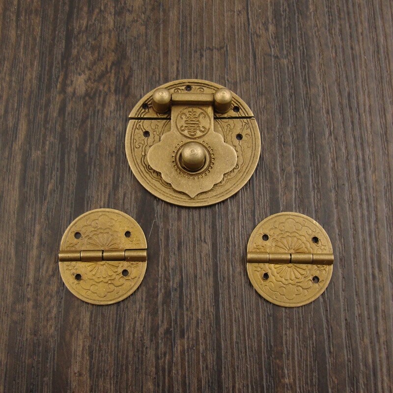 Chinese Old Style Jewelry Box Hasp & Retro Lock Set – Iron, 53x41mm Hasp, 33x10x18mm Lock