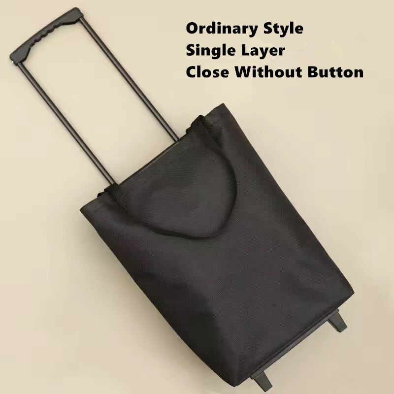 Opvouwbare Boodschappentas Vrouwen Grote Pull Winkelwagen Boodschappentassen Voor Organisator Draagbare Groenten Trolley Tassen Op Wielen De markt: Ordinary Style Black
