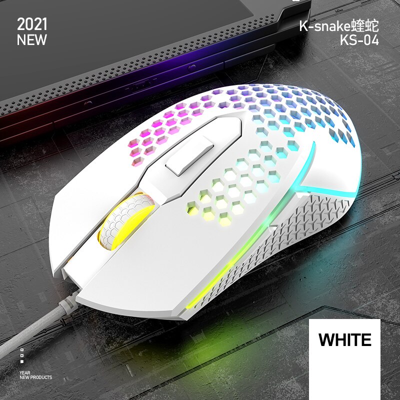 LED Glow Wired Mouse Profession Gaming Mouse 3200 DPI Optical USB Computer Mouse 6 Buttons Ergonomics Mouse For PC laptops: white