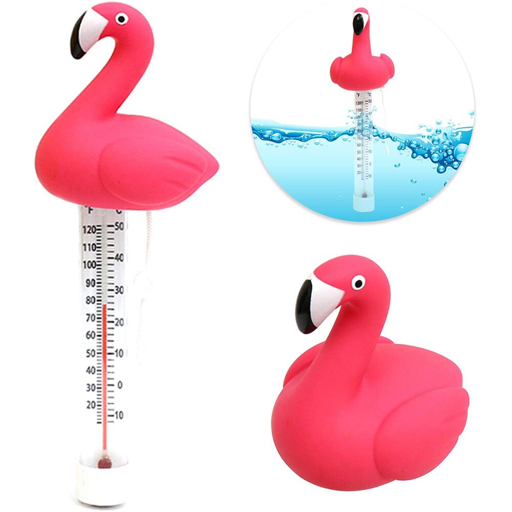 Drijvende Zwembad Thermometer Water Temperatuurmeter Cartoon Flamingo Vorm Thermometers Met String: Default Title