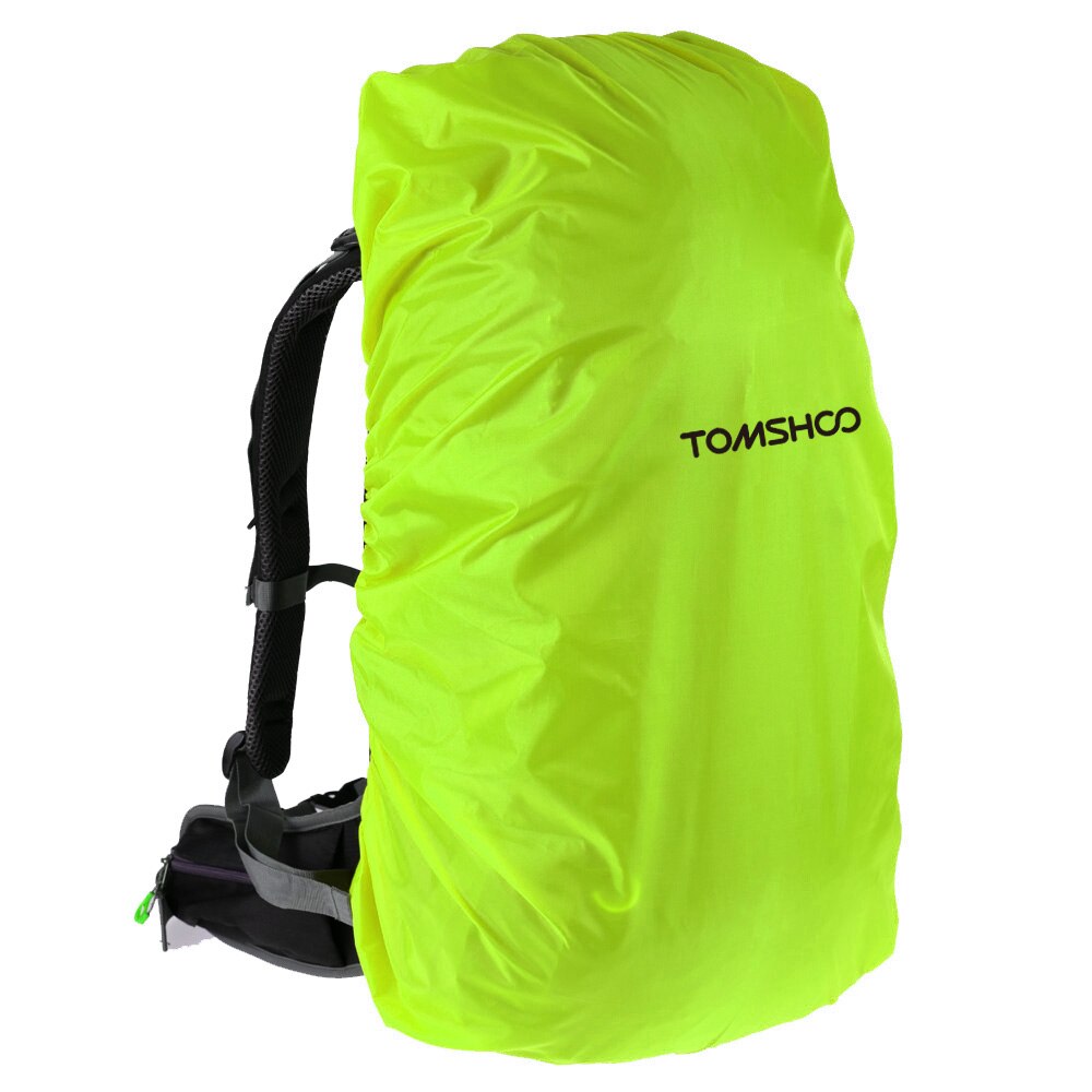 TOMSHOO-mochila impermeable reflectante de 40L-50L, resistente a la lluvia, para exteriores, senderismo, Camping y viajes:  Fluorescent green