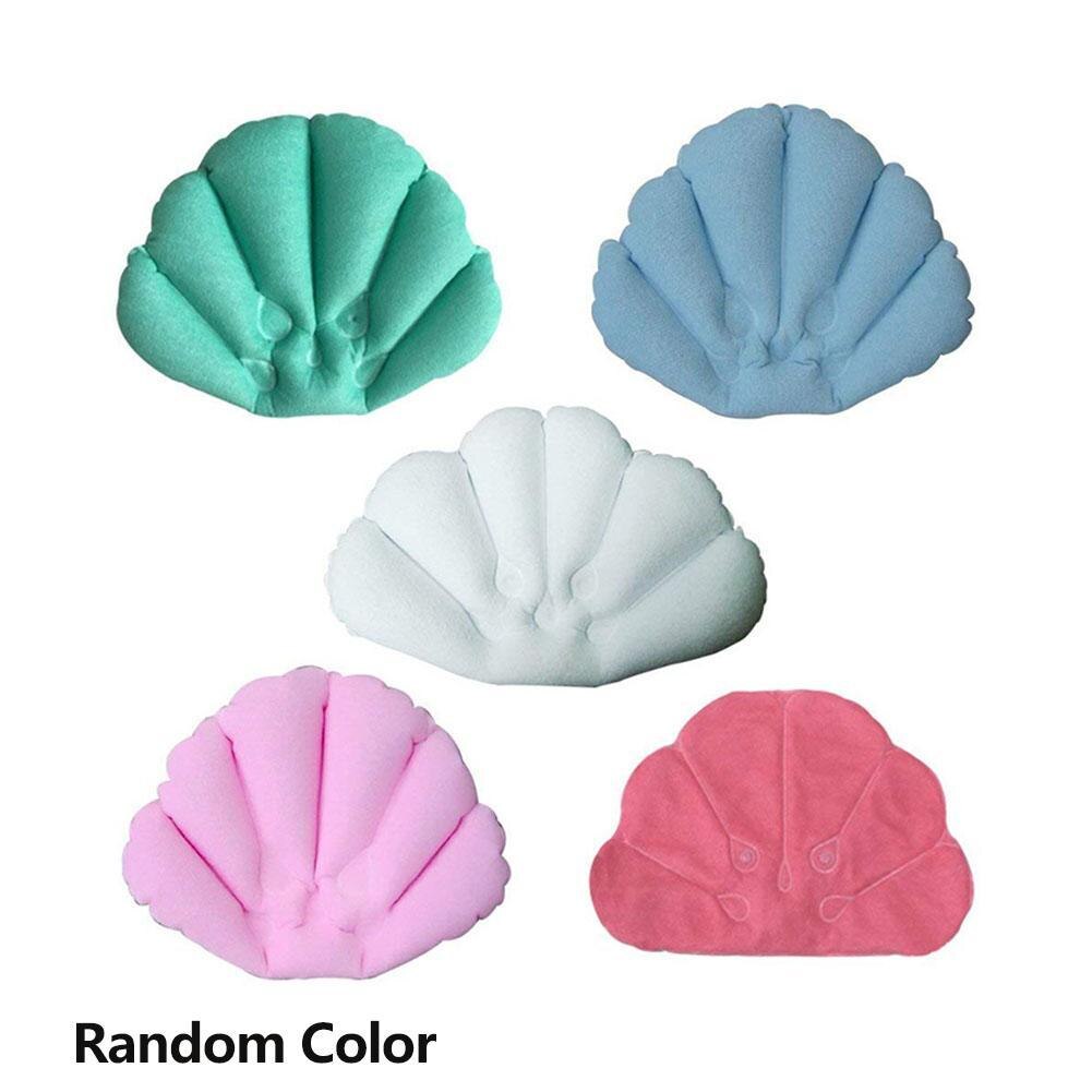 1Pc Bath Pillow Spa Inflatable Shell Shaped Neck Bathtub Cushion Random Color Bathroom Accessories Bath Tub Pillow: Default Title
