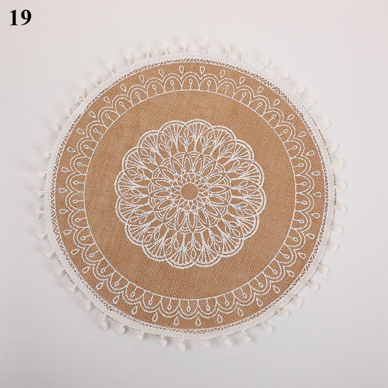 Coffee Cup Mats Woven Placemats Printed Jute Placemats Tassel Placemat Vase Cushions Furniture Decoration Heat Insulation: 19