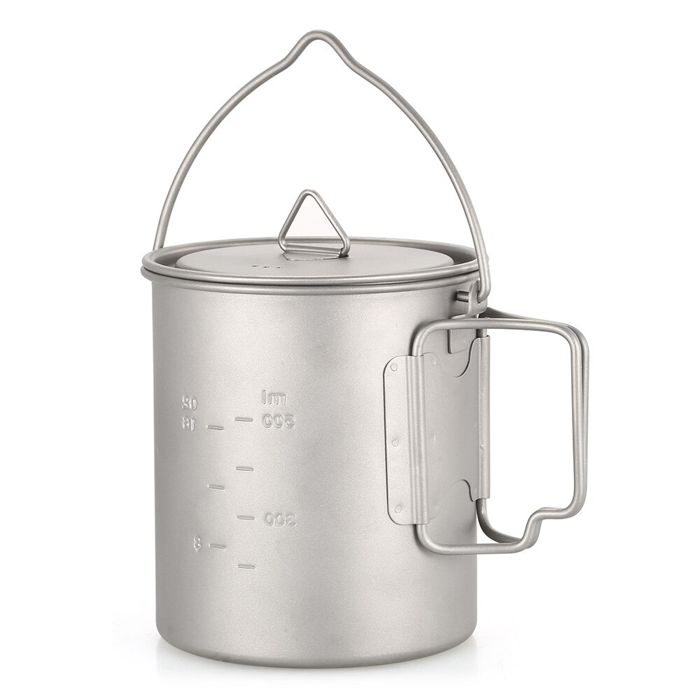 TOMSHOO 750ml Ultralight Titanium Cup Cookware Outdoor Portable Water Cup Mug Tableware Cooking Pot Titanium Pot Camping Picnic