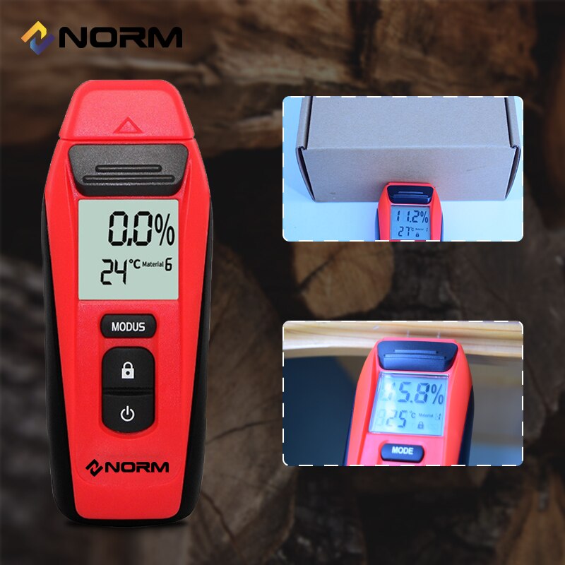 Norm Portable Digital Wood Moisture Meter Two Pins Humidity Tester 0.5 percent Accuracy Hygrometer Timber Damp Detector