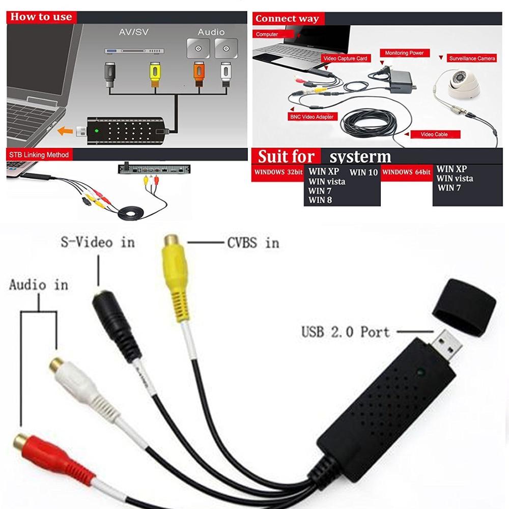 Easycap USB 2.0 łatwe czapka wideo TV DVD VHS DVR karta przechwytująca łatwiejsze czapka USB urządzenie przechwytywania wideo