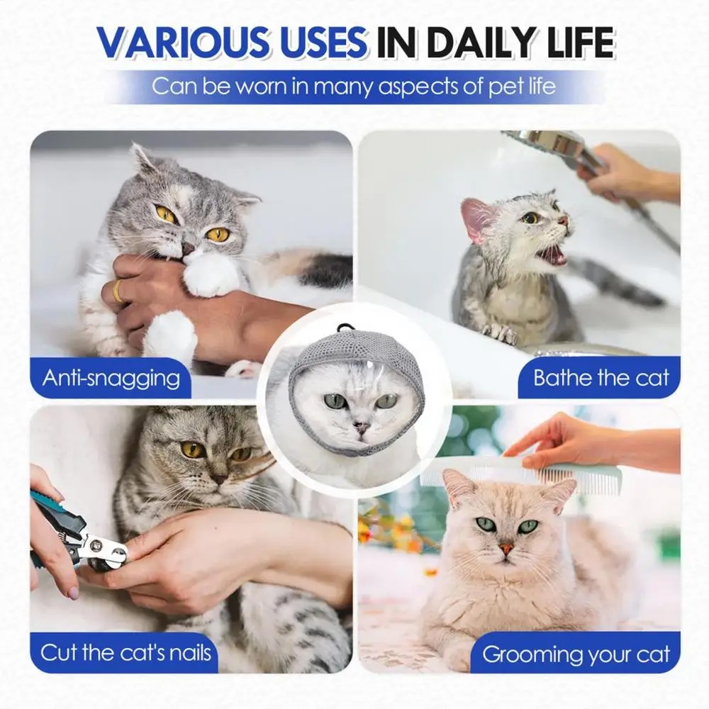 Breathable Cat Anti Bite Muzzles Adjustable Anti Scratch Kitten Anti-bite Headgear Comfortably Cat Grooming Restraint Bags