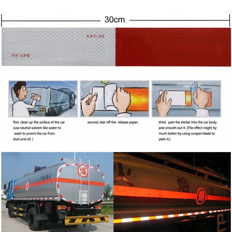 Dot -c2 iøjnefaldende sikkerhed reflekterende tape rød hvid til trailer køretøj lastbil, trailer reflektor, reflektor tape roll
