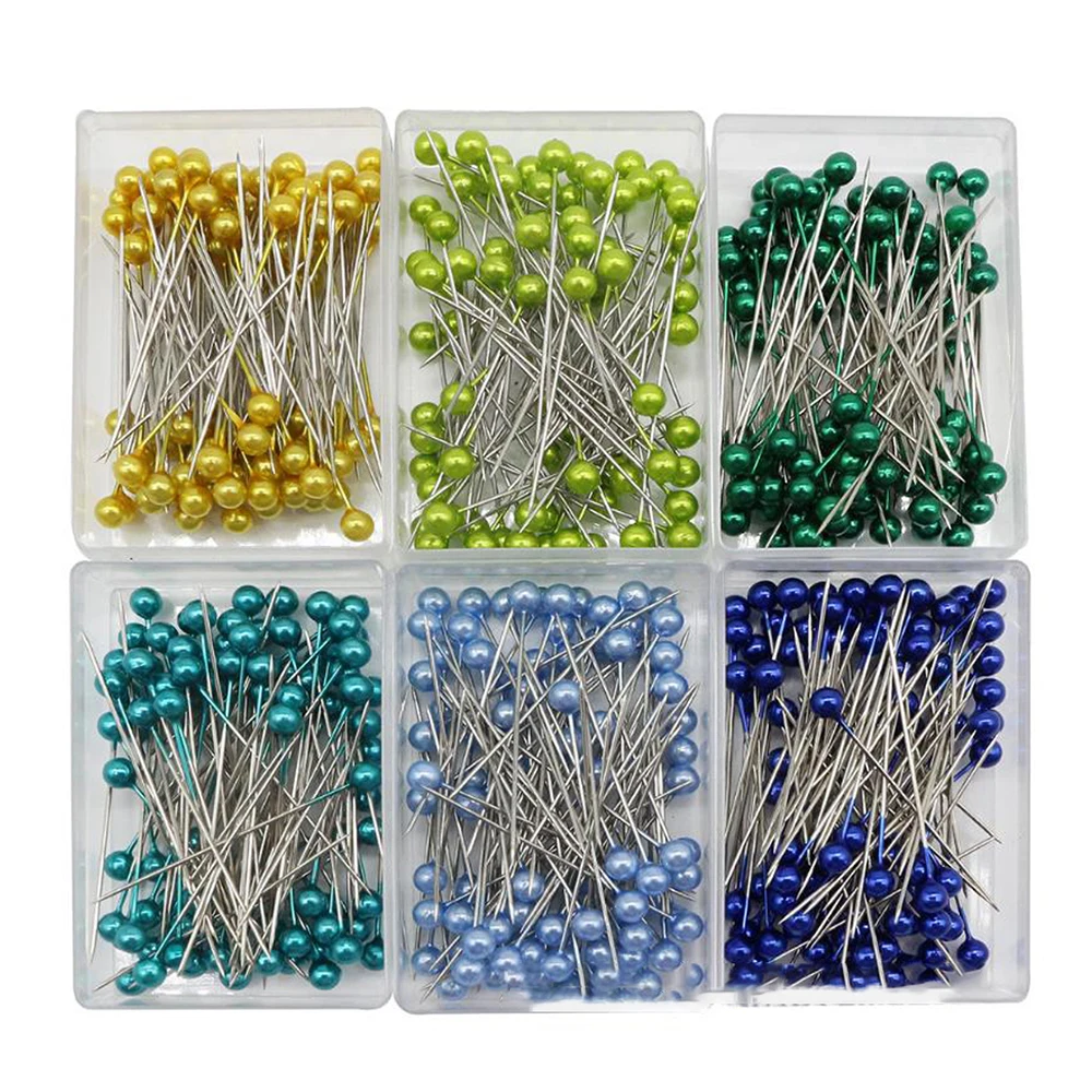 100Pcs/Box Colorful Round Pearl Head Needles Stitch Straight Push Sewing Pins Dressmaking DIY Accessories Positioning Tools