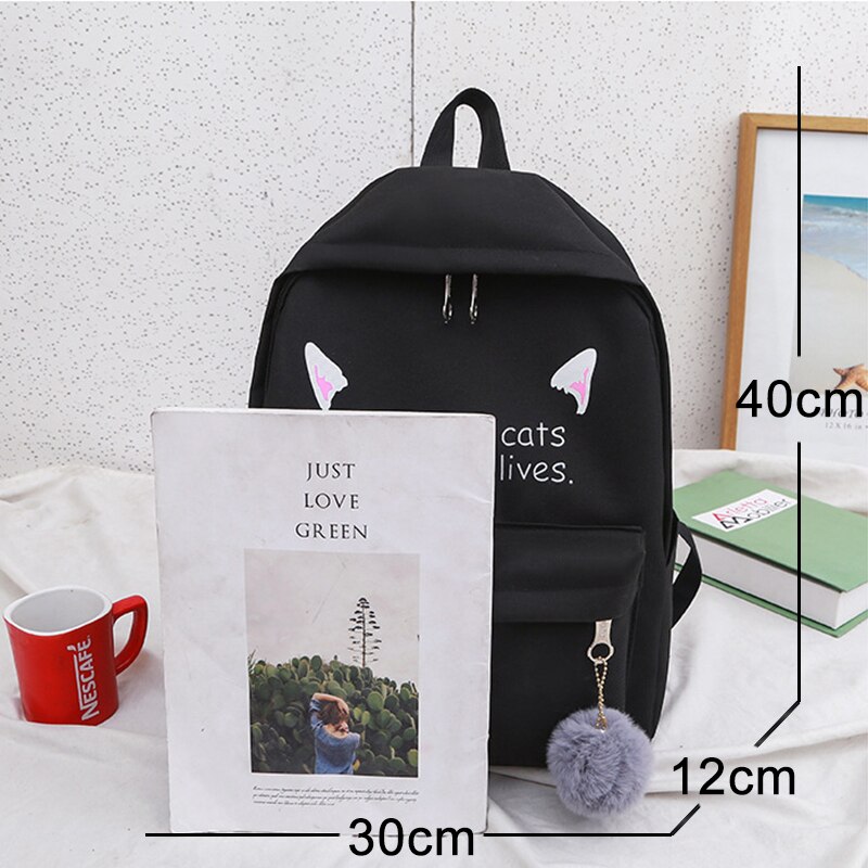 Children Bags Teenage Students Zipper Shoulder Canvas Backpacks Girls School Backpack Kids 3pcs/set Letters Printing Women Bags