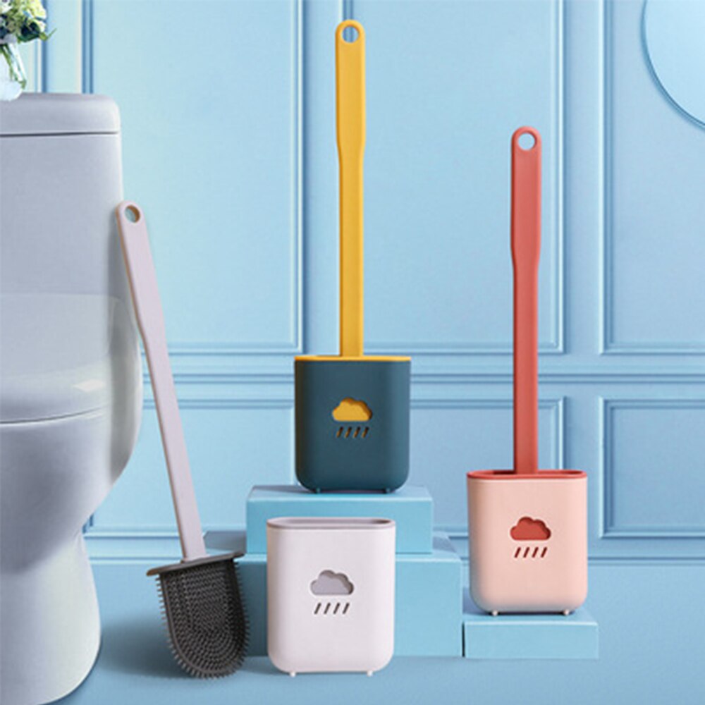 Brosse de toilette en Silicone pour WC, Flexible, poils en caoutchouc souples, pour salle de bain, nettoyage mural
