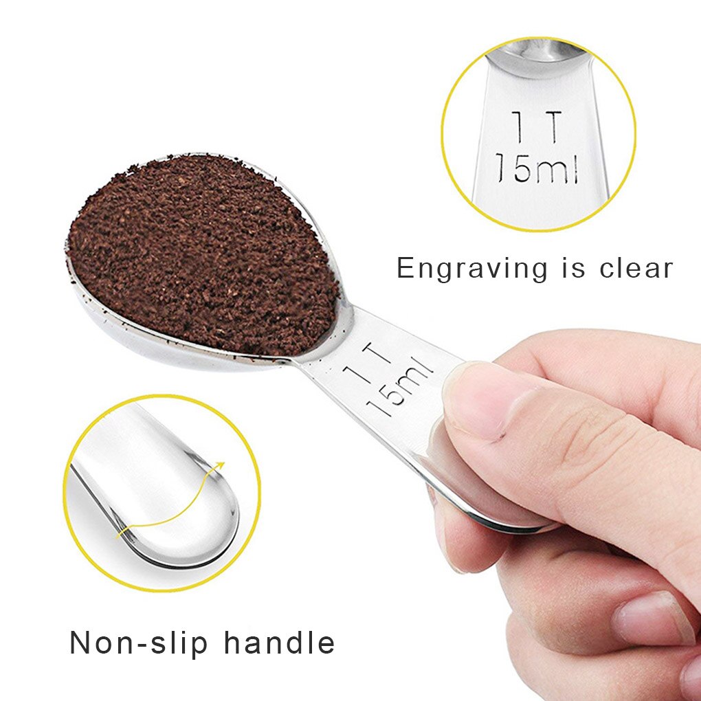 Melkepulver måleskje rustfritt stål kaffe sukker mel spiseskje måle tørre flytende ingredienser scoop 15ml