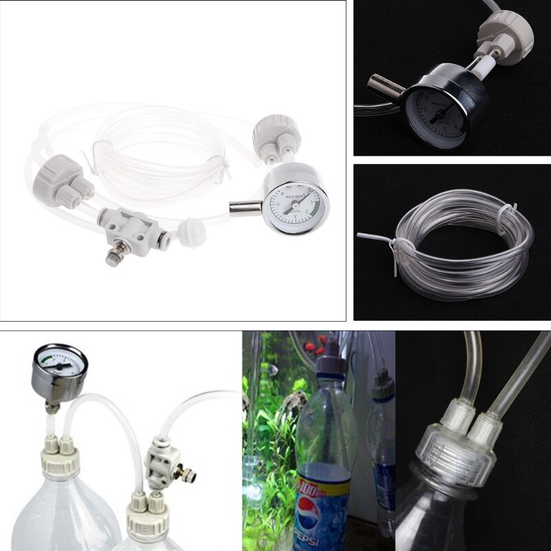 Fish Tank DIY Co2 system Generator System Kit With Pressure Guage Water Plants Aquarium Aquatic Pet Supplies