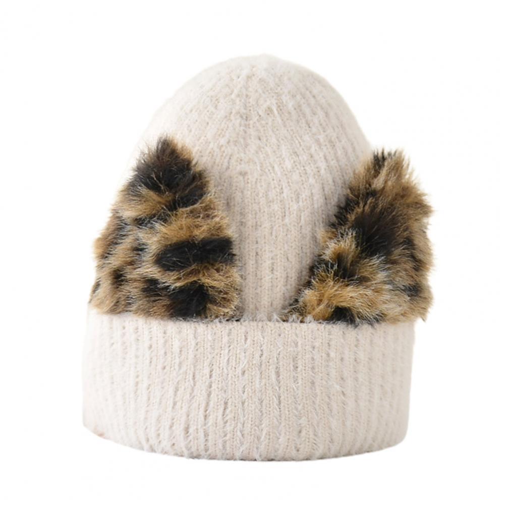Trendy Winter Beanie Fluffy Winter Cap Knitted Soft Plush Winter Cap: Beige