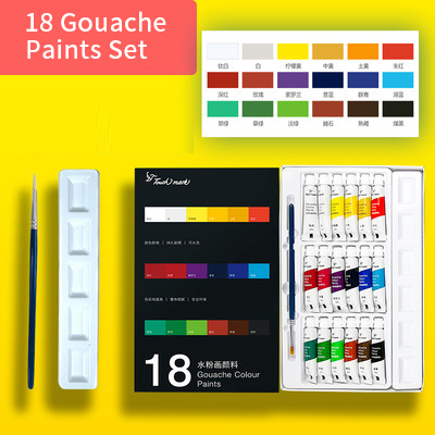 Professional12/18/24 Kleuren Aquarel/Gouache Verf 5Ml Buizen Wasbare Tekening Pigment Hand-Geschilderd verf Voor Art Diy: 18 gouache paints