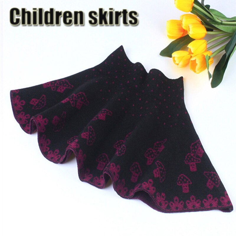 Herfst Winter Casual Kinderen Meisjes Mini Rok Hoge Waisted Uitlopende Geplooide Zwart Paars Paddestoelen Korte Gebreide Elastische Rok