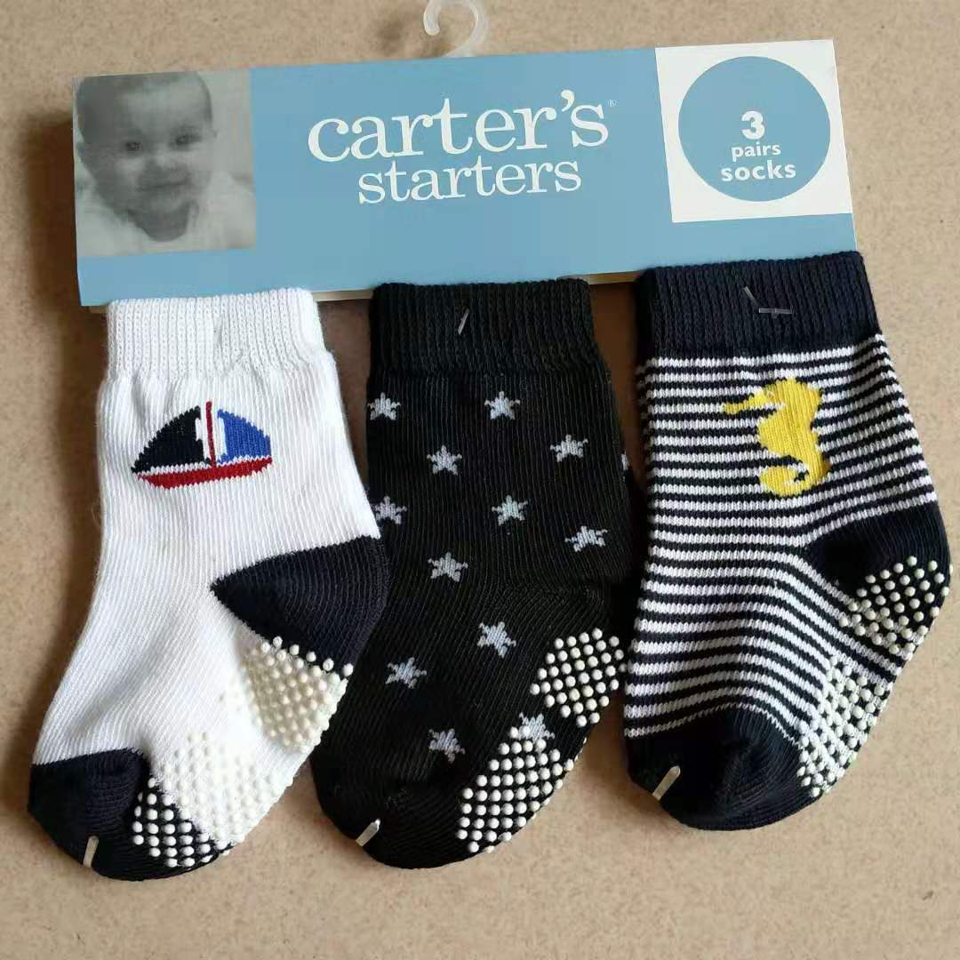 Carter-calcetín de Interior para bebé recién nacido, calcetines de invierno de algodón grueso para niña, calcetín divertido con suelas de goma