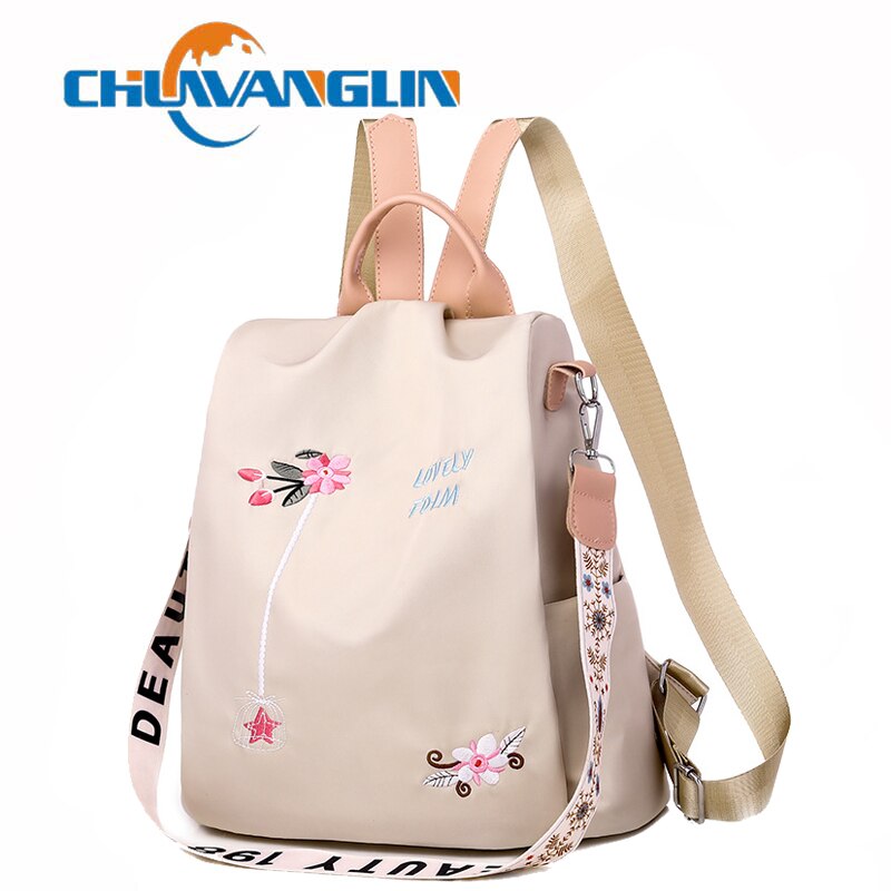 Chuwanglin embroidery backpack Anti-theft backpack's women female school bag backpacks for Teenage Girls teens T701303