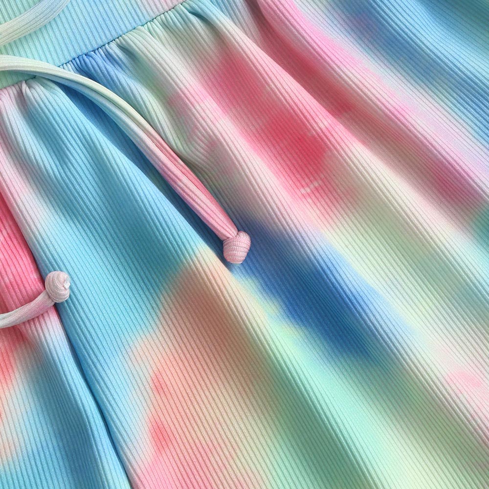 Zaful Geribbelde Tie Dye Beugel Drie Stuk Badpak