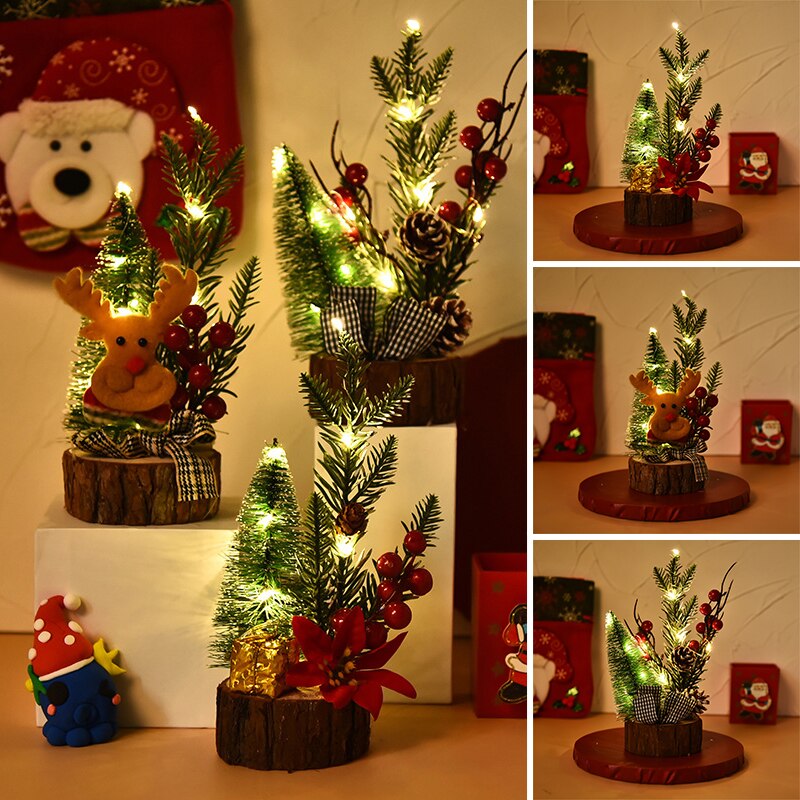 Mini Kerstboom Kunstmatige Lichtgevende Miniatuur Kerst Decoratieve Voor Thuis Keuken Desktop B99