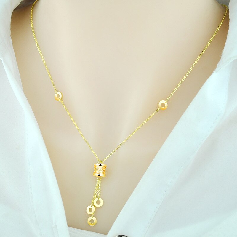 Bocai Real Sterling Zilver S925 Ketting Voor Vrouwen Thai Zilveren Eenvoudige Ronde Kolom Kleur Hals Ketting Valentijnsdag: Gold plating