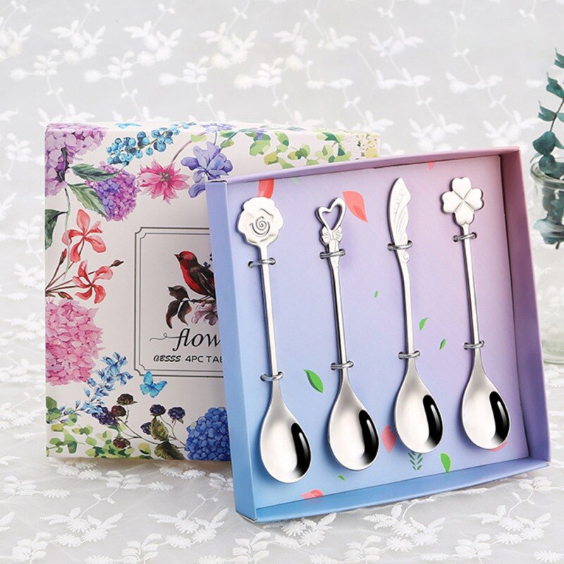 Tea Coffee Mixing Spoon Gold Spoon Long Handle Dessert Stainless Steel Vintage Teaspoons Drink Tableware Unique Shape