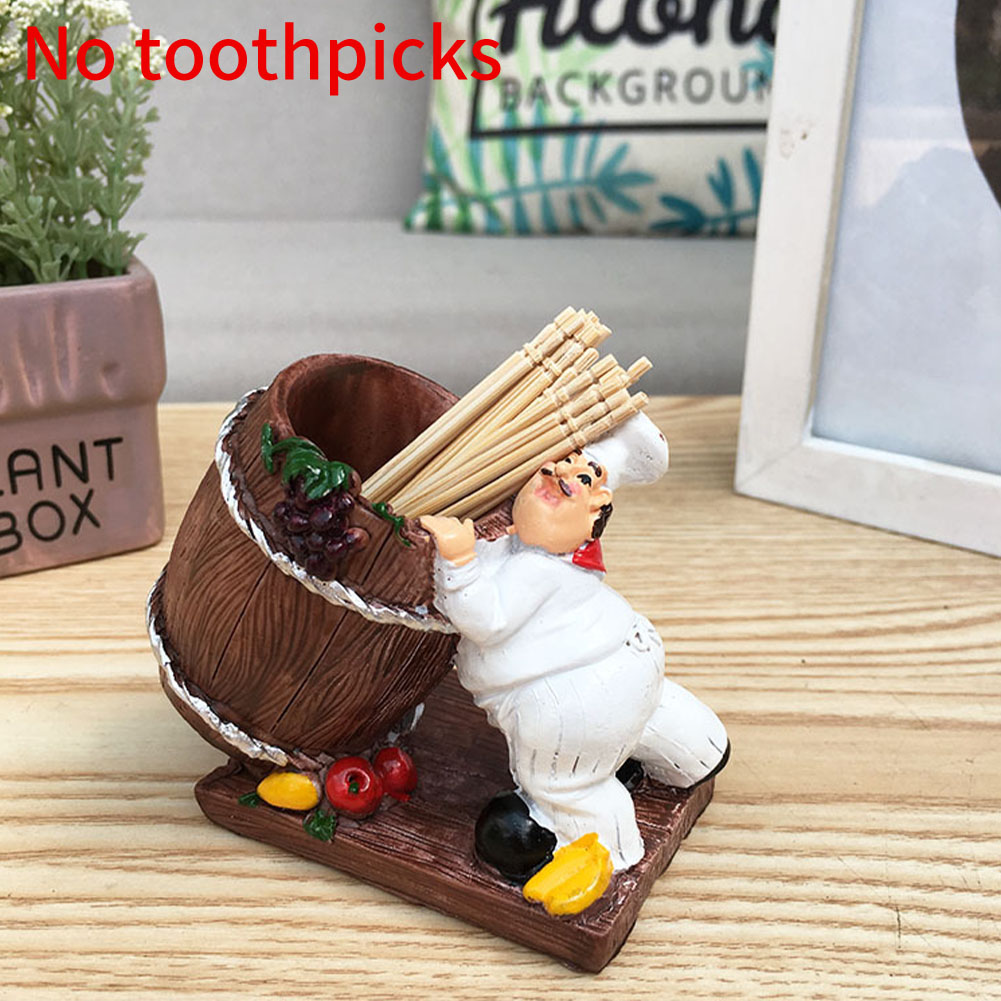Restaurant Table Accessories Kitchen Home Decor Fat Chef Shape Toothpick Holder Storage Box Dispenser No Lid Resin Container