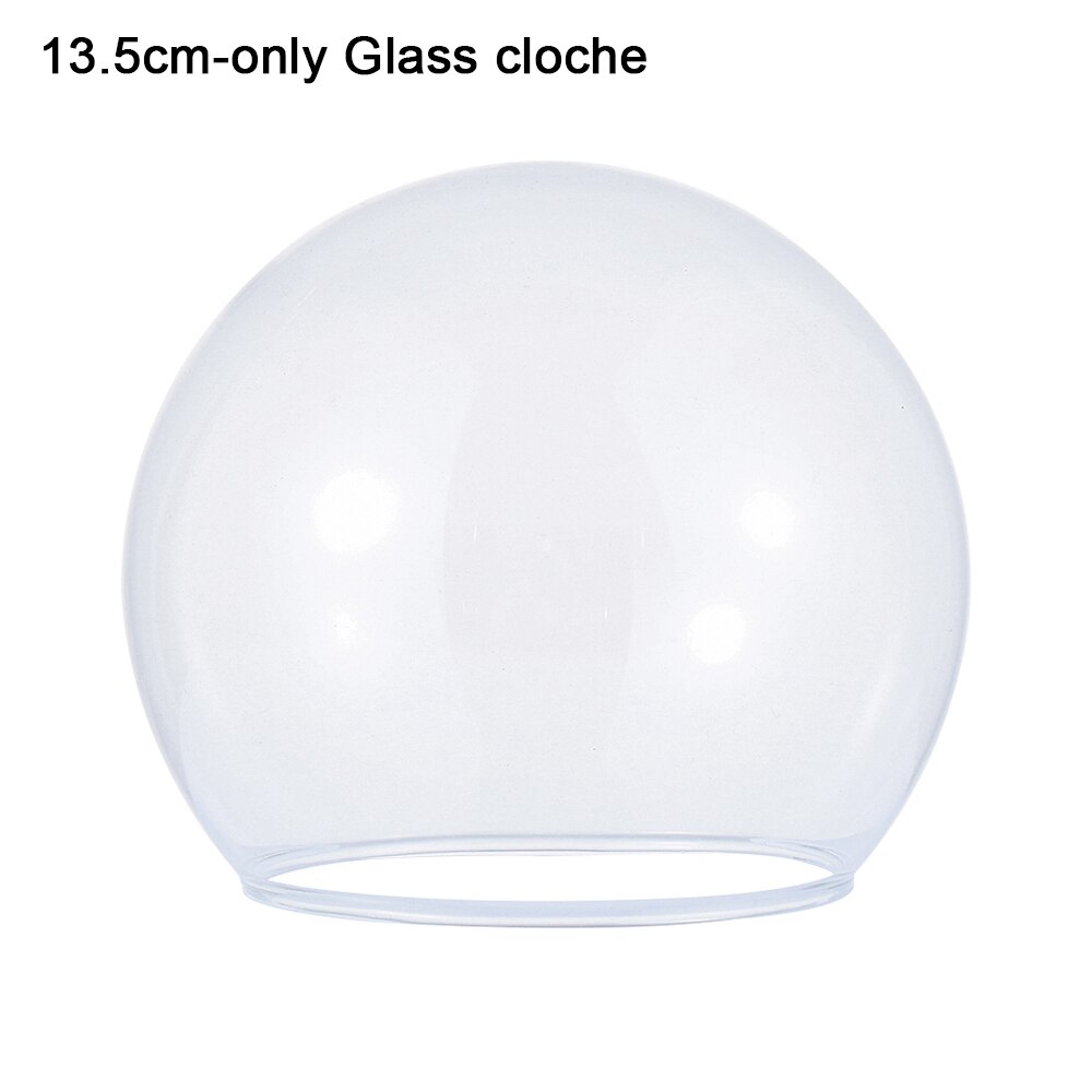 1Pcs Sferische Glas Cloche Jar Display Stand Cover Terrarium Fles Met Houten Base Acryl Stofkap Display Box Bloem doos: 13.5cm- Glass cloche