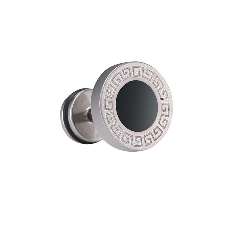 Rostfritt stål kvinnor #39 för män örhängen svart sten guld silver färg ansikte örhängen smycken: D -18-2 10mm 1pc