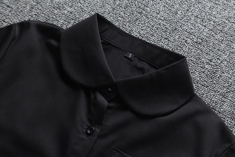 Uniforme scolaire japonais, hauts d&#39;école pour filles et garçons, chemise noire à manches courtes en coton pour femmes et hommes, costume de marin, uniforme de travail, XS-5XL